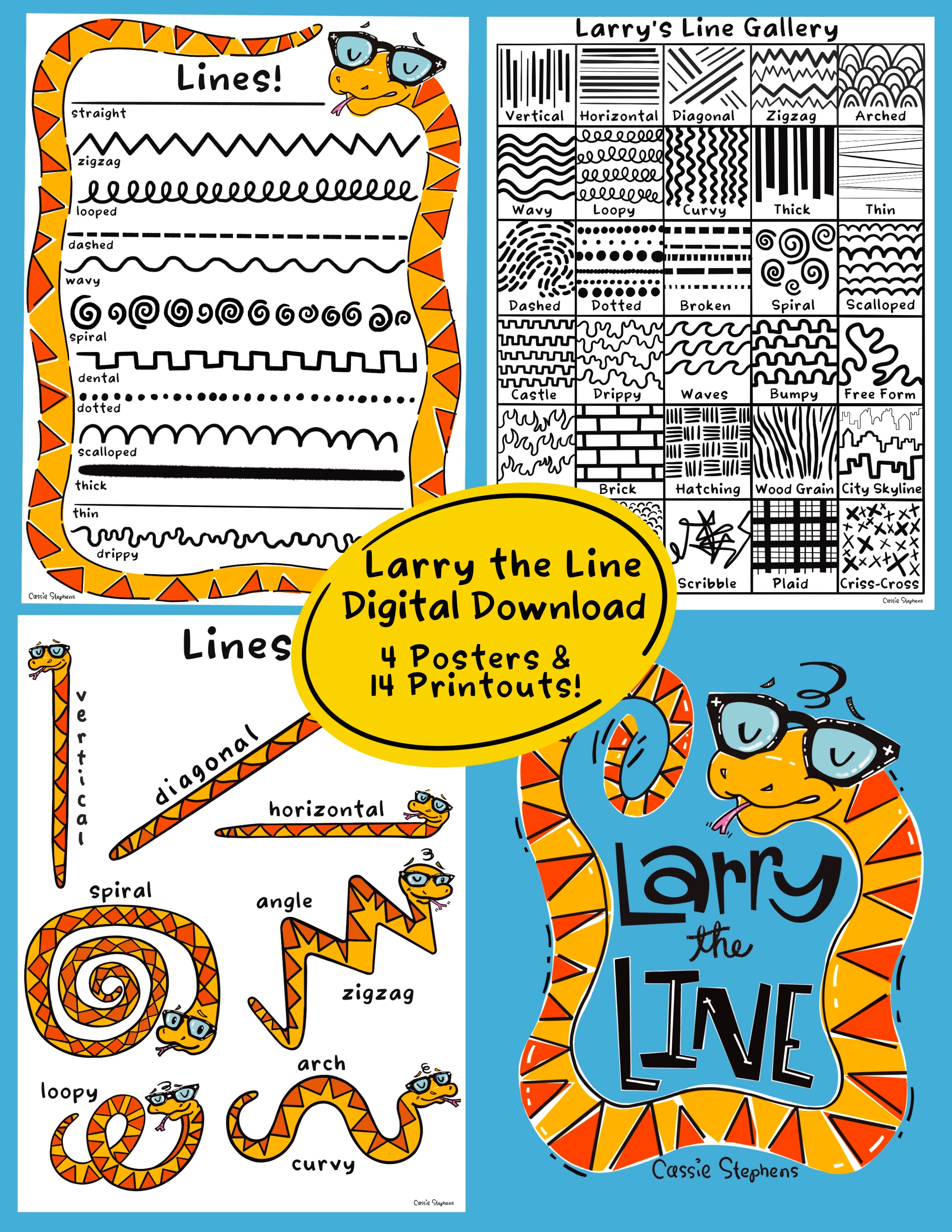 Larry the Line, Posters and Printouts Bundle, Digital Download – Art ...